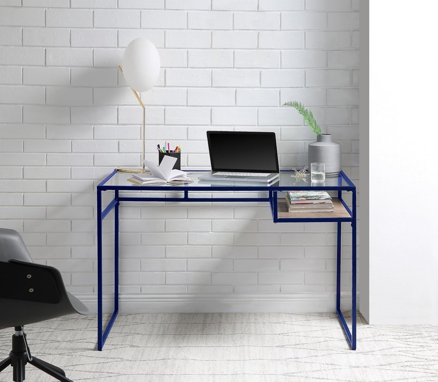 Office Furniture Custom - Glass Writing Desk 5mm Clear Top