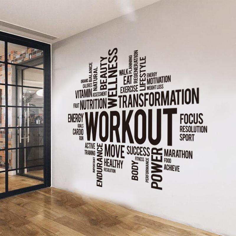 Office Furniture Warehouse - Gym Workout Word Cloud Wall Sticker