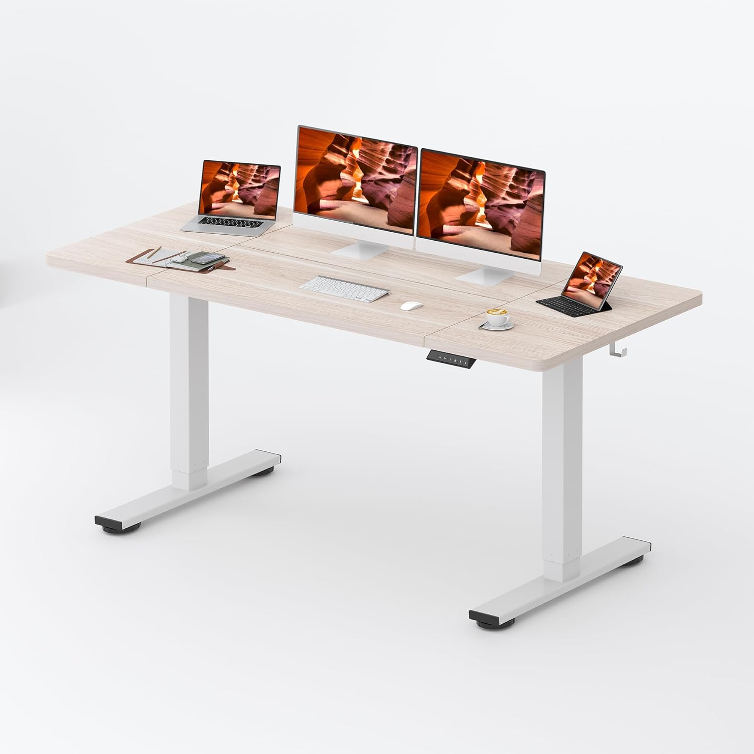 White Electric Adjustable Stan - Office Furniture Custom ulasan dan harga