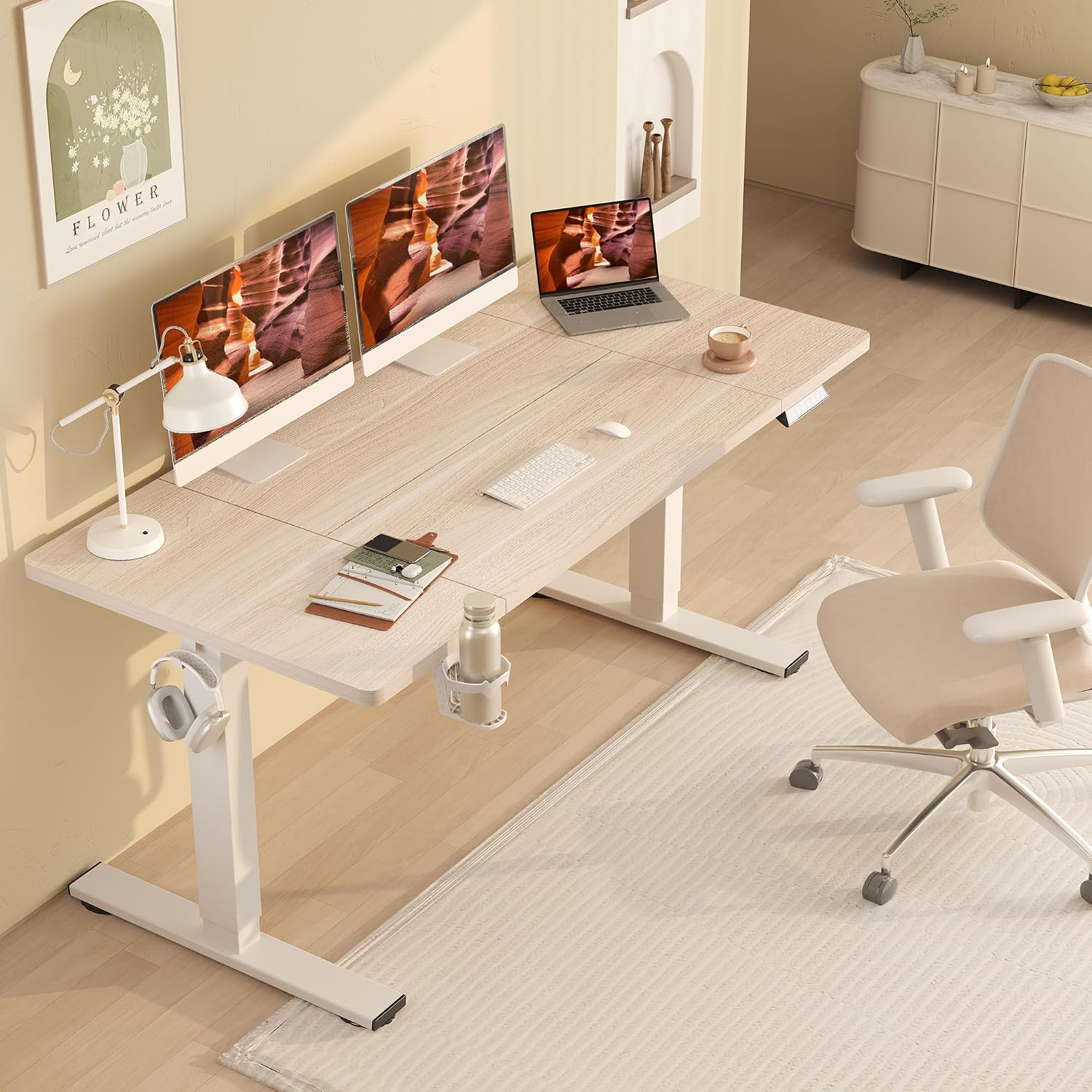 White Electric Adjustable Stan - Office Furniture Custom ulasan dan harga