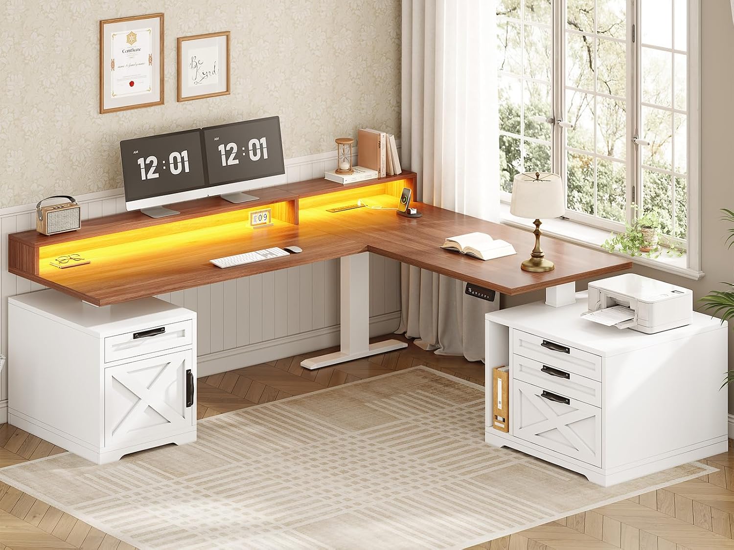 L Shaped Standing Desk Height  - Office Furniture Custom ulasan dan harga