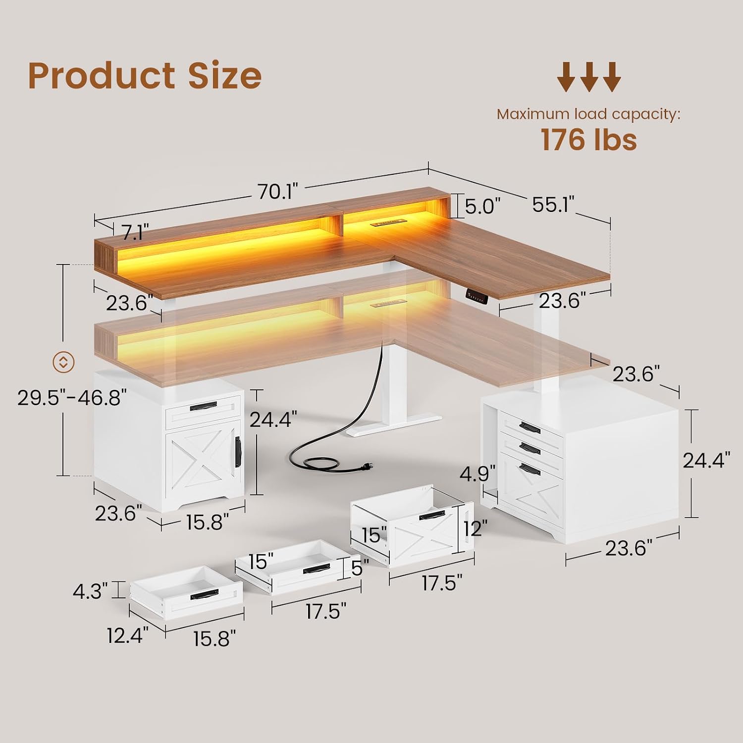 L Shaped Standing Desk Height  - Office Furniture Custom ulasan dan harga