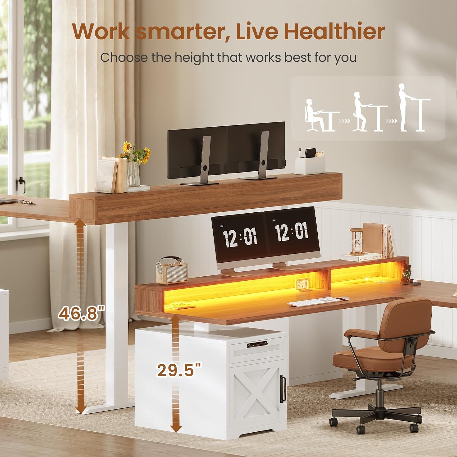 L Shaped Standing Desk Height  - Office Furniture Custom ulasan dan harga