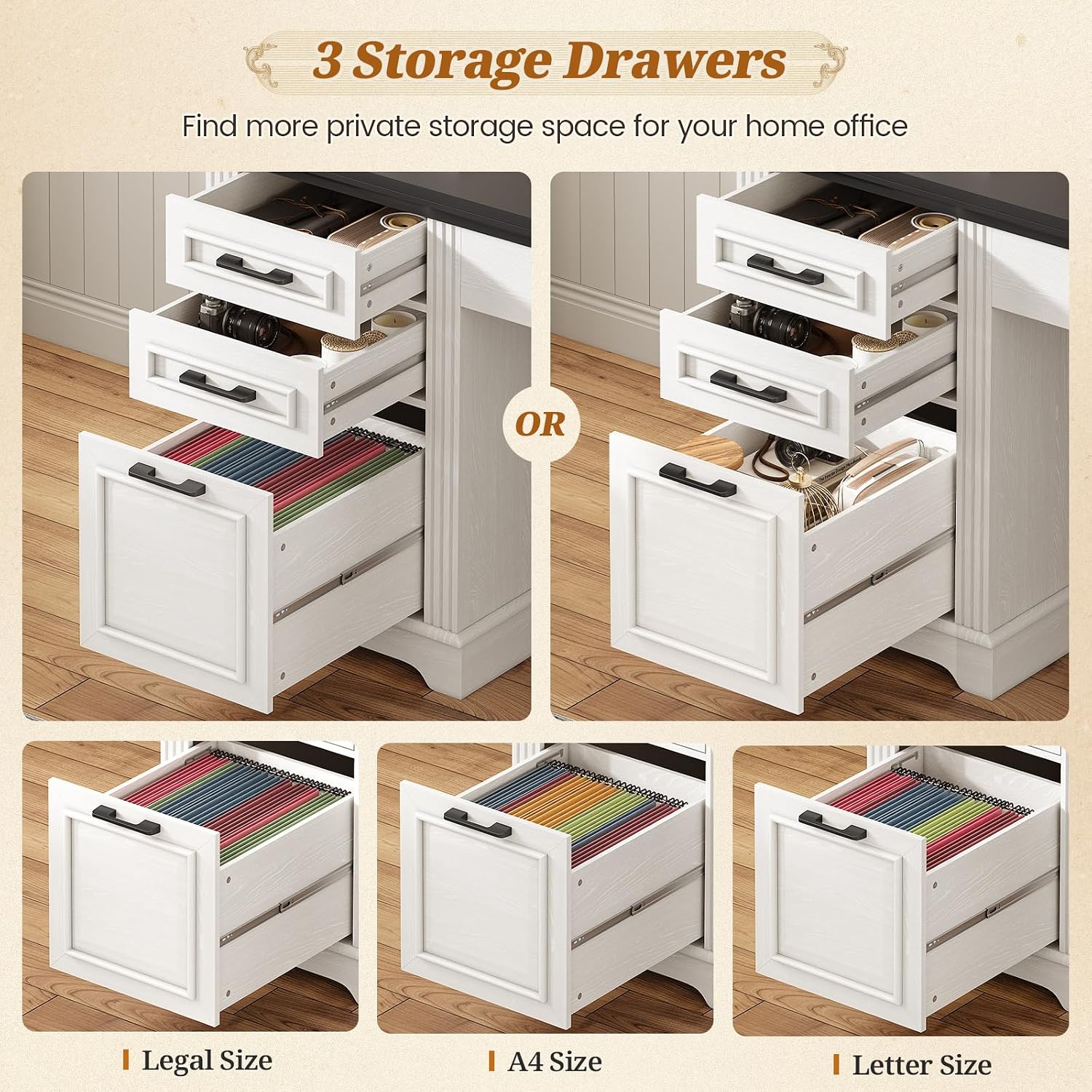 L Shaped Desk with Hutch & 3 D - Office Furniture Custom ulasan dan harga