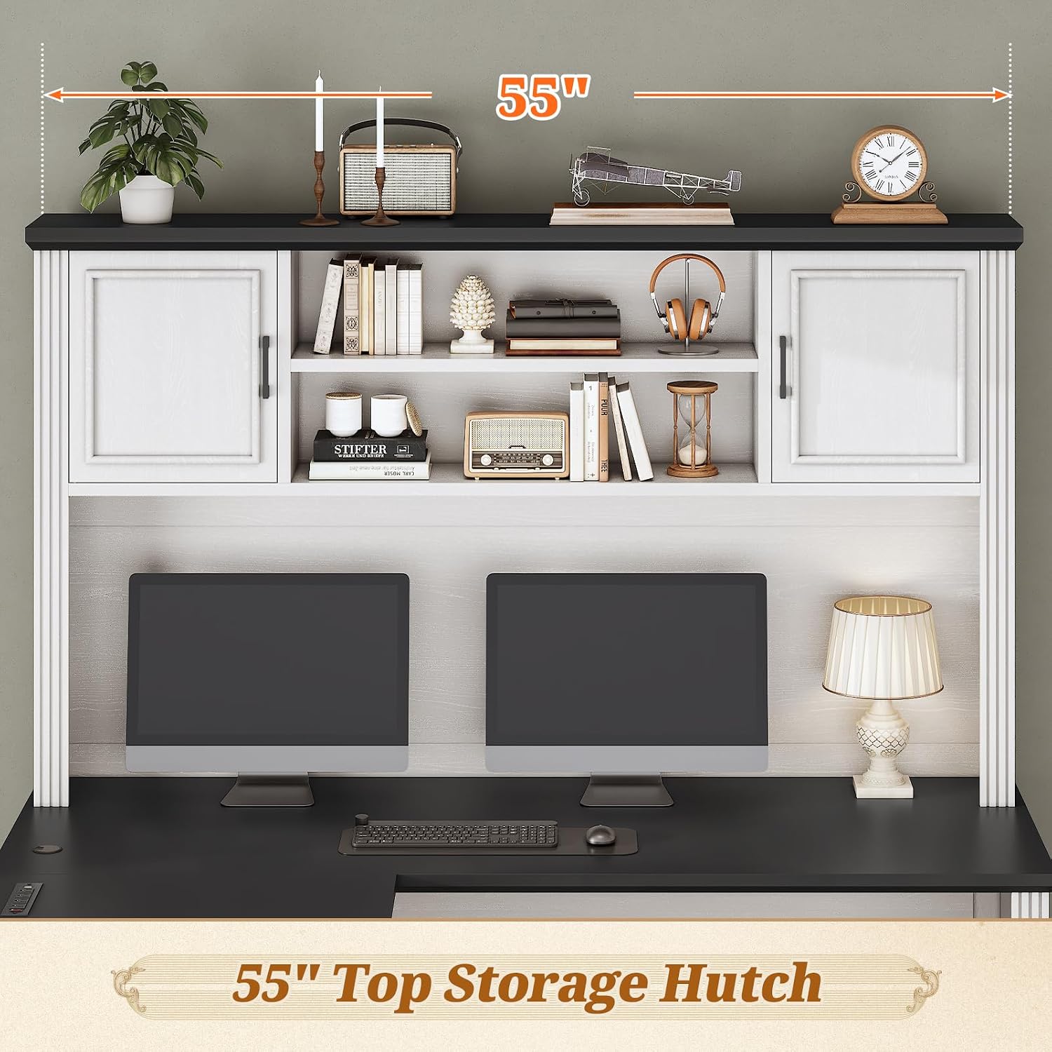 L Shaped Desk with Hutch & 3 D - Office Furniture Custom ulasan dan harga