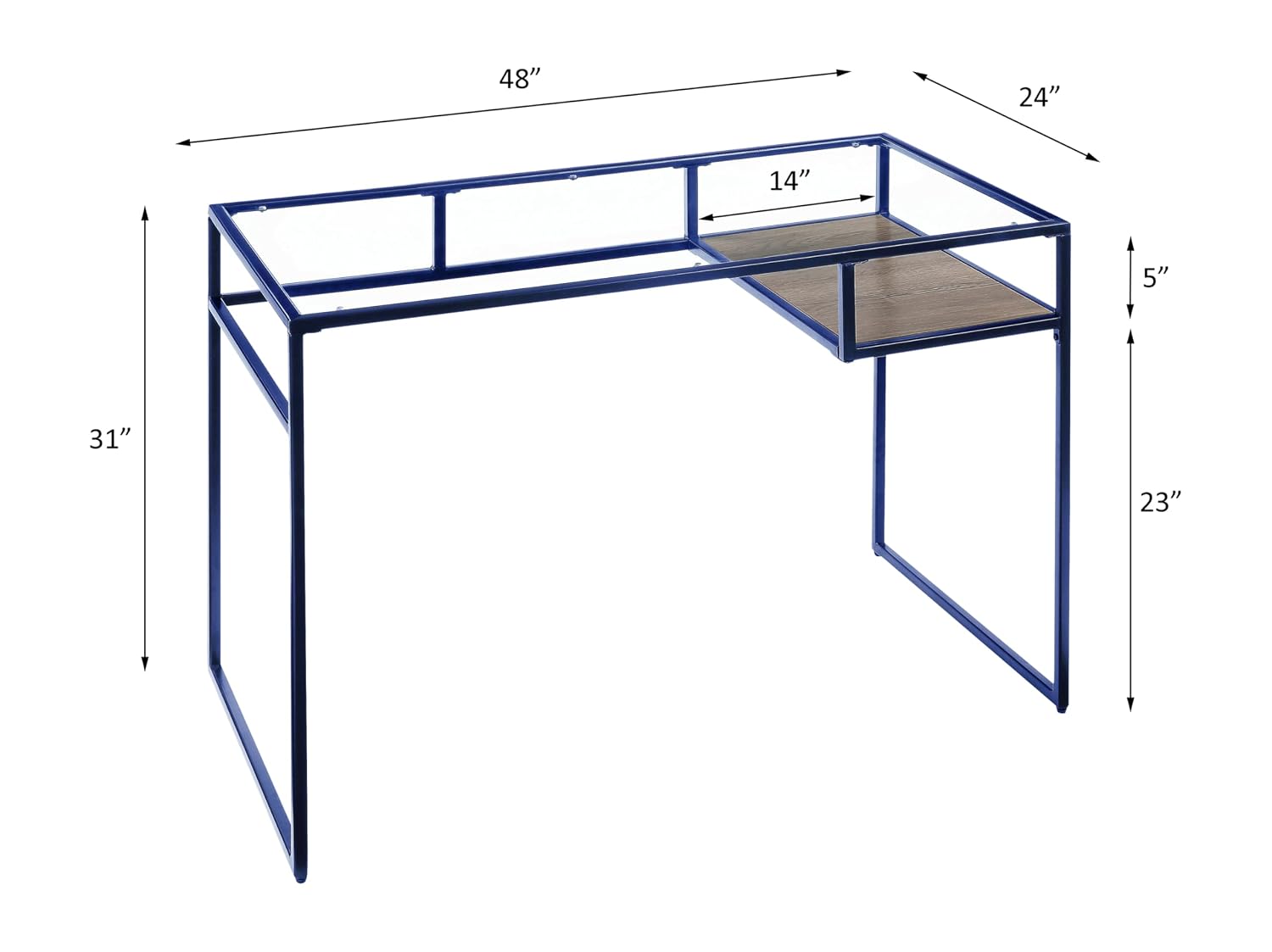 Glass Writing Desk 5mm Clear T - Office Furniture Custom ulasan dan harga