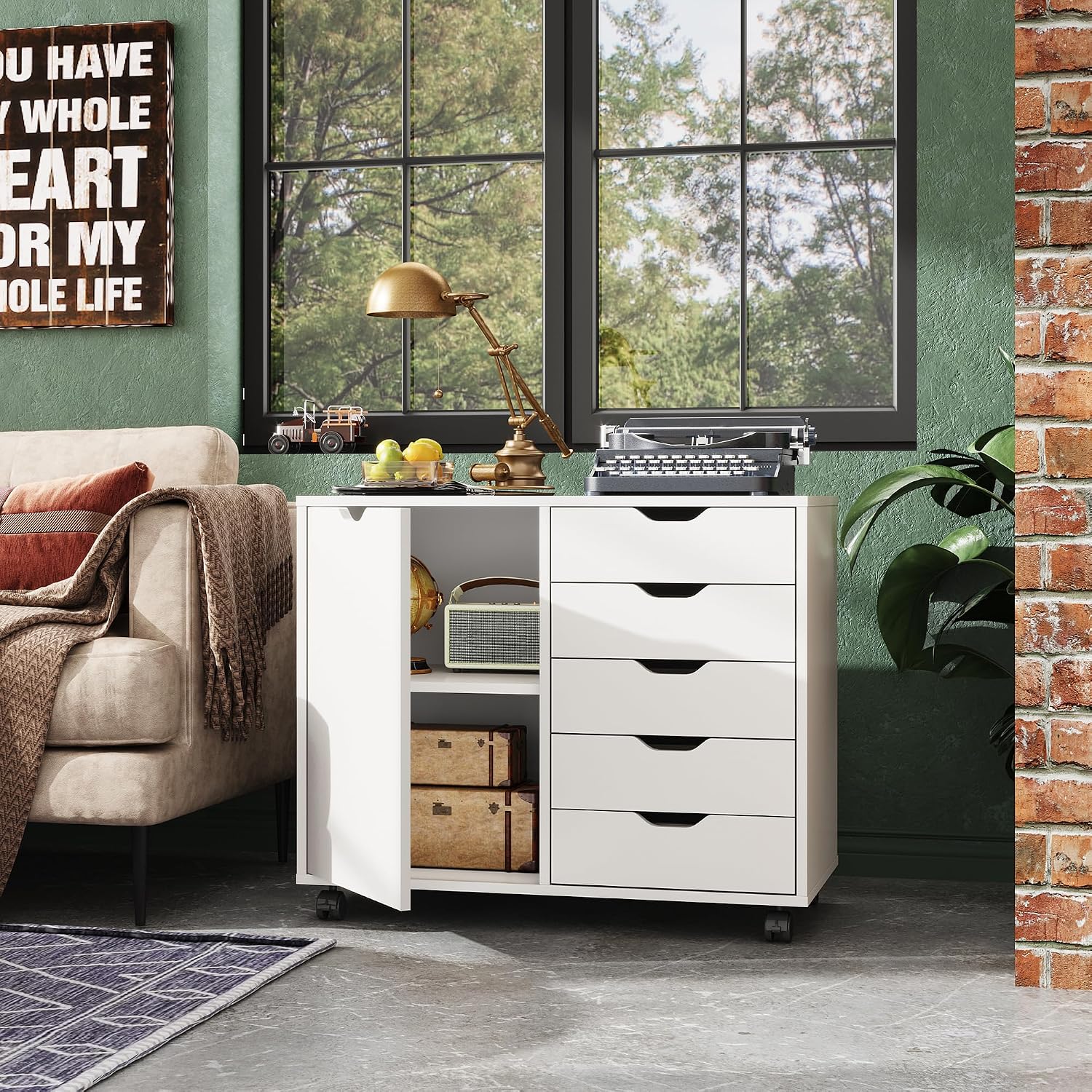5-Drawer Wood Drawer Cabinet,  - Office Furniture Custom ulasan dan harga