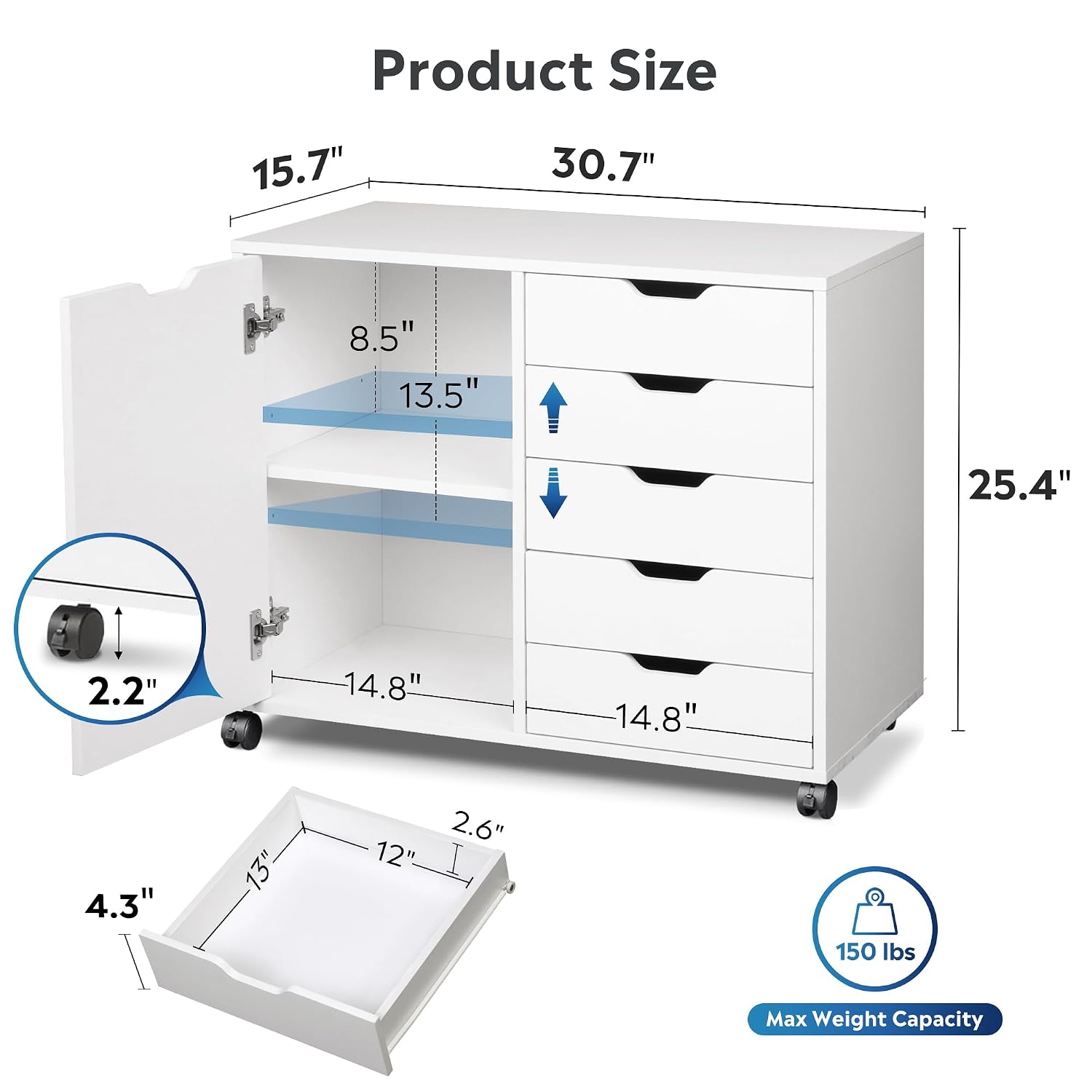 5-Drawer Wood Drawer Cabinet,  - Office Furniture Custom ulasan dan harga