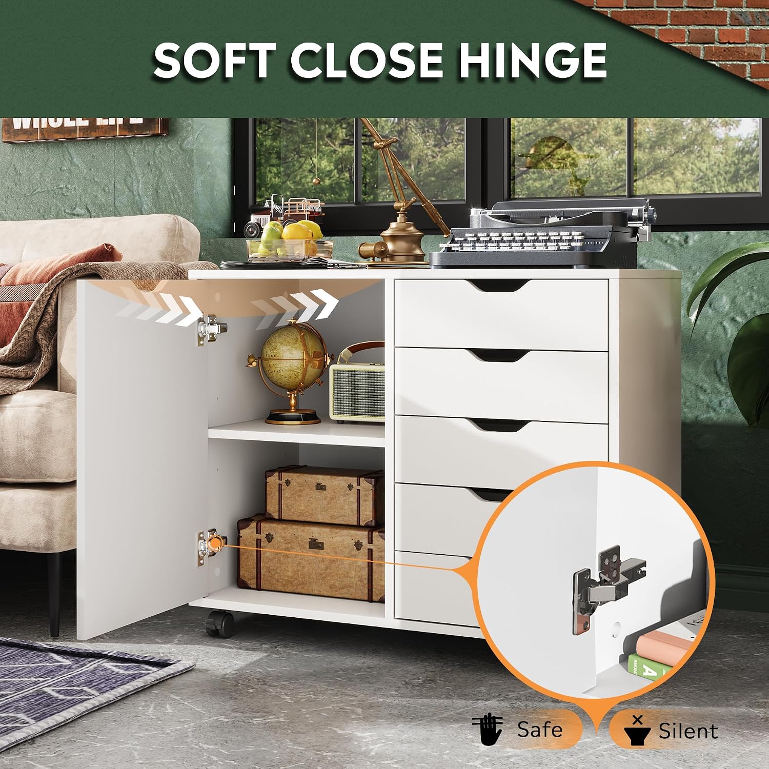 5-Drawer Wood Drawer Cabinet,  - Office Furniture Custom ulasan dan harga