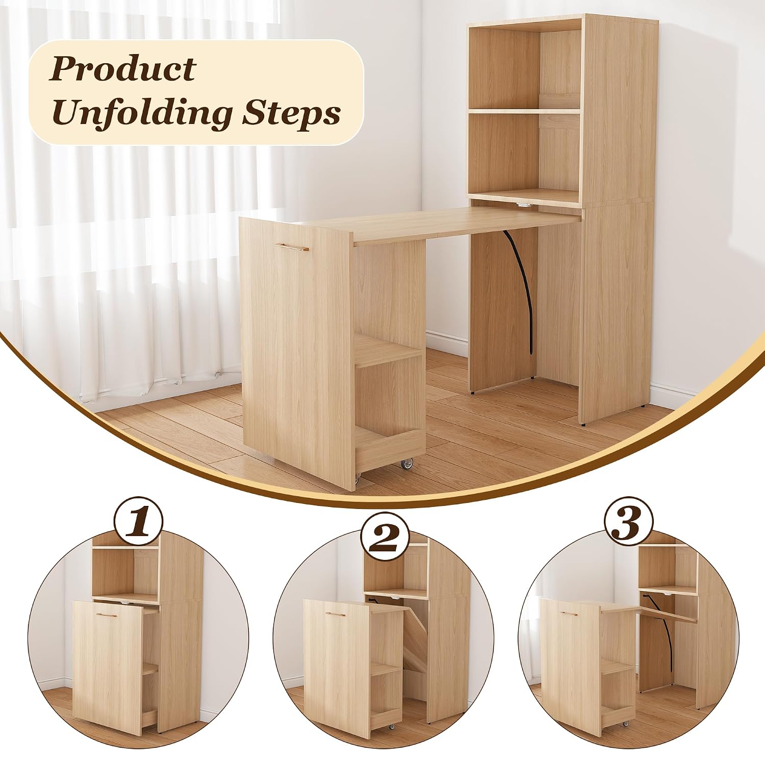 Expandable Foldable Desk with  - Office Furniture Custom ulasan dan harga